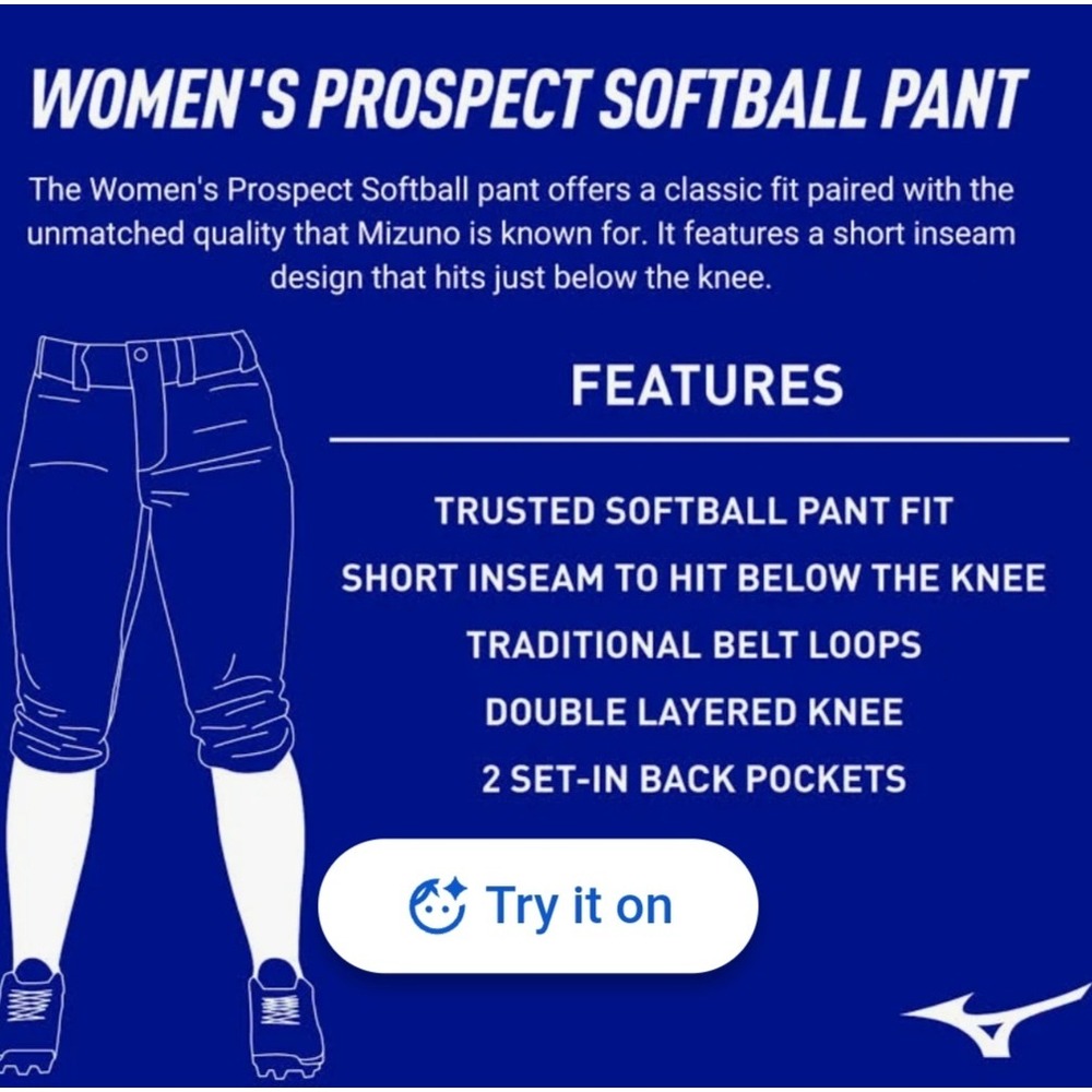 NWT Mizuno Softball Pants Womens Small White Elastic Bottom Double Knit Baseball - Picture 2 of 10